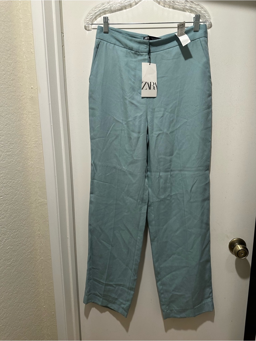 NWT ZARA Straight Dress Pants in Light Aqua Size Medium